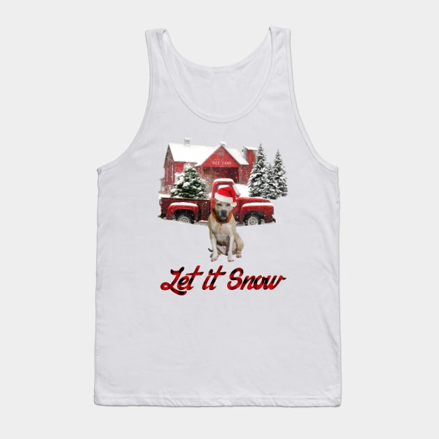 Pitbull Let It Snow Tree Farm Red Truck Christmas Tank Top by cyberpunk art